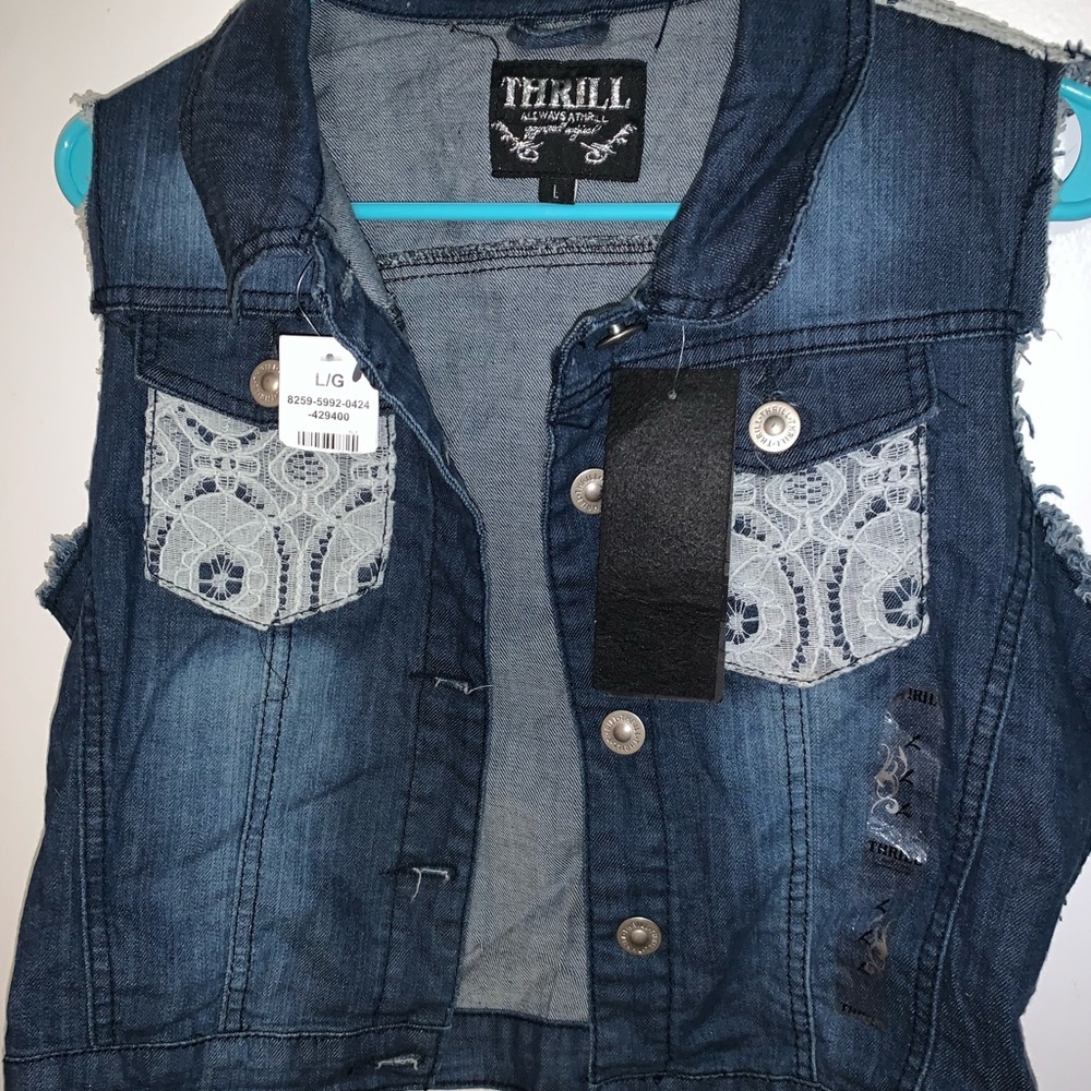 NWT White Lace Denim Vest/Jacket